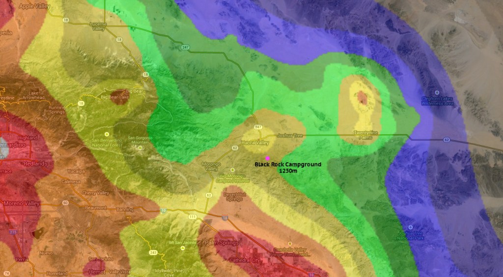Black Rock Campground Light Pollution Map