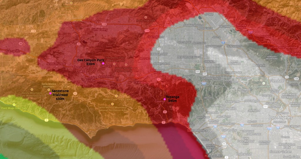 Oak Park - Topanga - Sandstone - Light Pollution Map